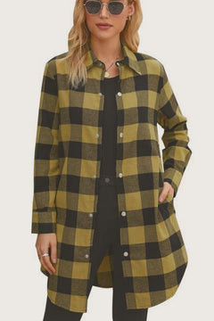 Plaid Print Button Up Shirt Dress