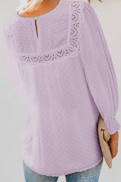 Swiss Dot Ruffle Long Sleeve Top