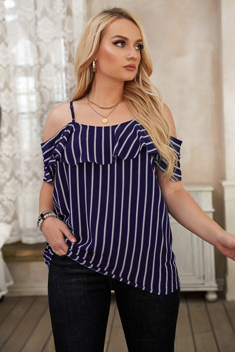 Cold Shoulder Striped Top