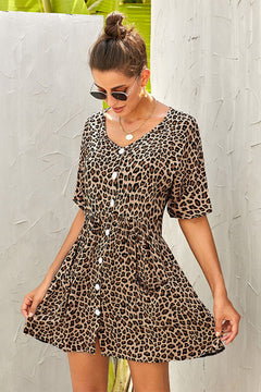 Leopard Print Button Dress