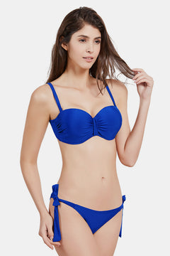 Lace-Up Gathered Detail Bikini Set