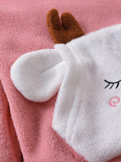 Baby Girl Goat Applique Plush Sweatshirt and Pants Set