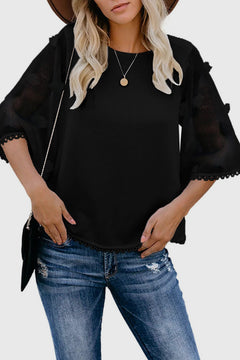 Crew Neck Kimono Sleeve Knit Top