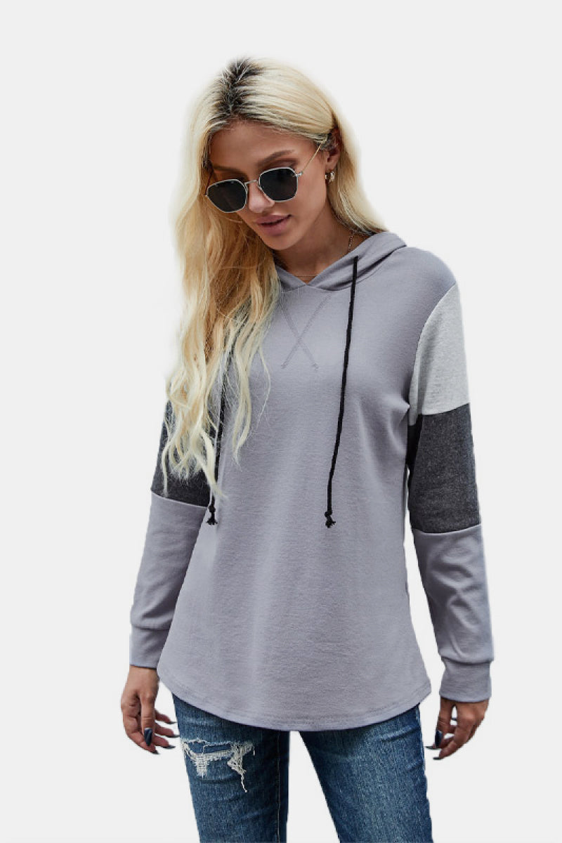 Colorblock Drawstring Hoodie