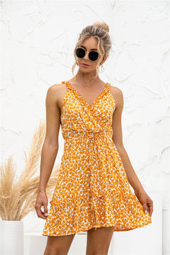 Floral V Neck Sleeveless Dress