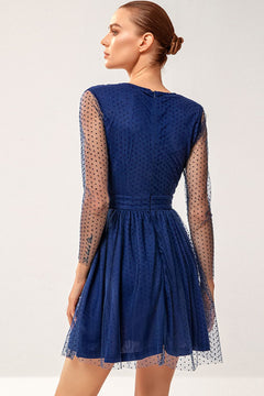 Polka Dot Deep V Mini Tulle Dress