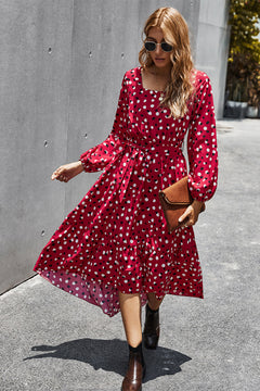 Multicolor Polka Dot Square Neck Dress