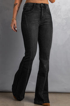 High Waist Flare Jeans with Pockets