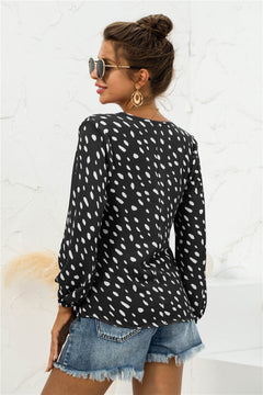 Polka Dot Puff Sleeve Top