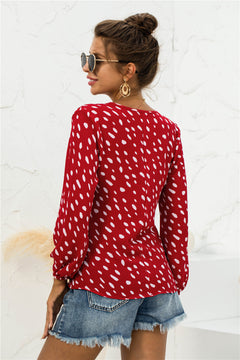 Polka Dot Puff Sleeve Top