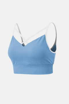 Contrast Crisscross Strap Sports Bra