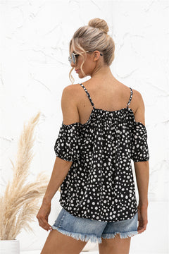 Cheetah Print Cold Shoulder Camisole Top