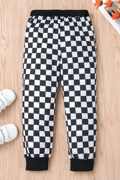 Girls Crop Top and Tank Top and Checkered Pants Three Piece Set