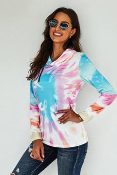 Tie Dye Asymmetric half-zip Top