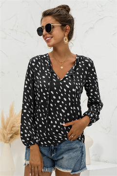 Polka Dot Puff Sleeve Top