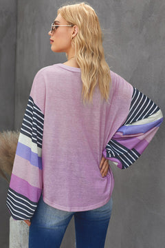 Striped Color Block Long Sleeve Top