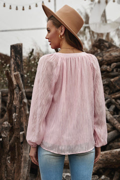 Lantern Sleeve Textured Top