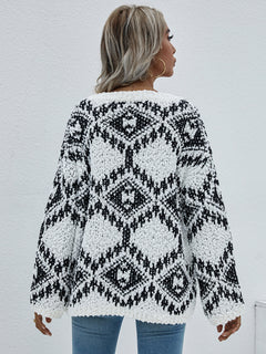 Geometric Print Chunky Knit Sweater