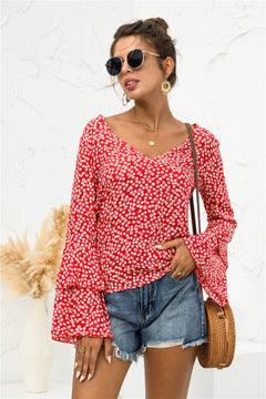 Ditsy Floral Flare Sleeve Blouse