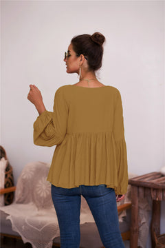 Puff Long Sleeve Pleated Top