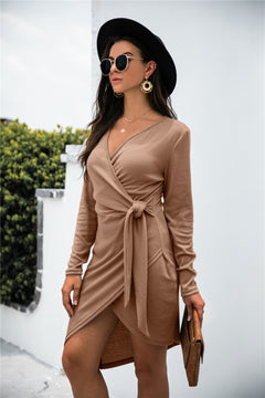 Asymmetry Wrap Tie Dress