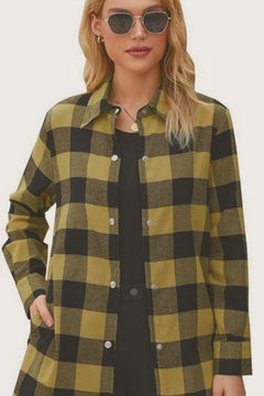 Plaid Print Button Up Shirt Dress