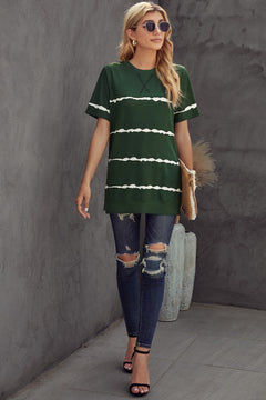 Tie Dye Stripe Casual T-Shirt