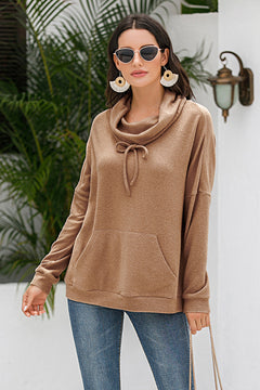 Cowl Neck Drop Shoulder Sweatshirt