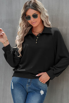 Quarter-Button Collared Sweatshirt