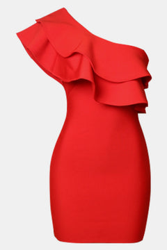 Ruffled One-Shoulder Bodycon Dress